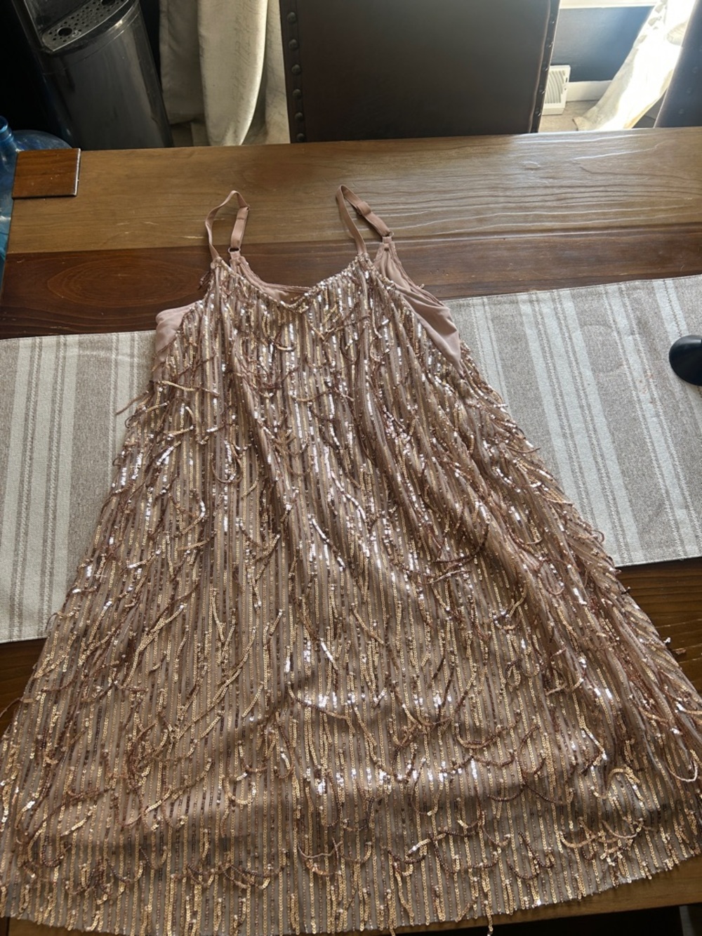 torrid Rose Gold Sequin Fringe Mini Slip Dress NWT